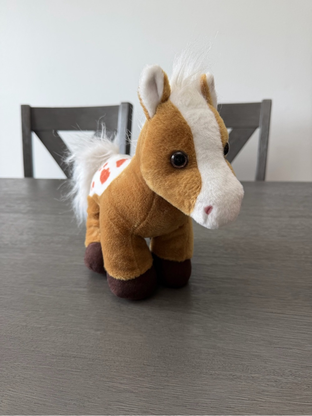 Plush Brown and White Pony Stuffed Animal for Kids